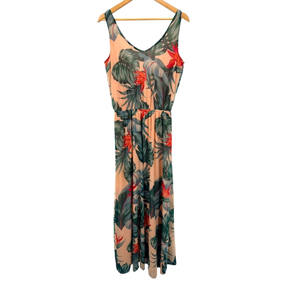 Show Me Your Mumu Kendall Maxi Dress XL Bird of Paradise Tropical‎ Floral Peach